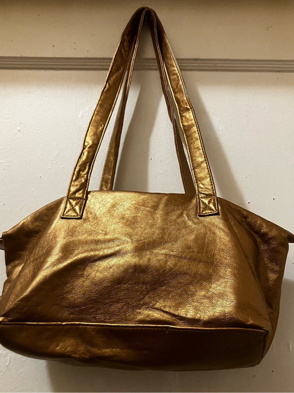 Metallic Gold Shoulder Tote Bag - Everyday Chic